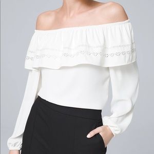 White House Black Market Off the Shoulder White Blouse, Size XXS